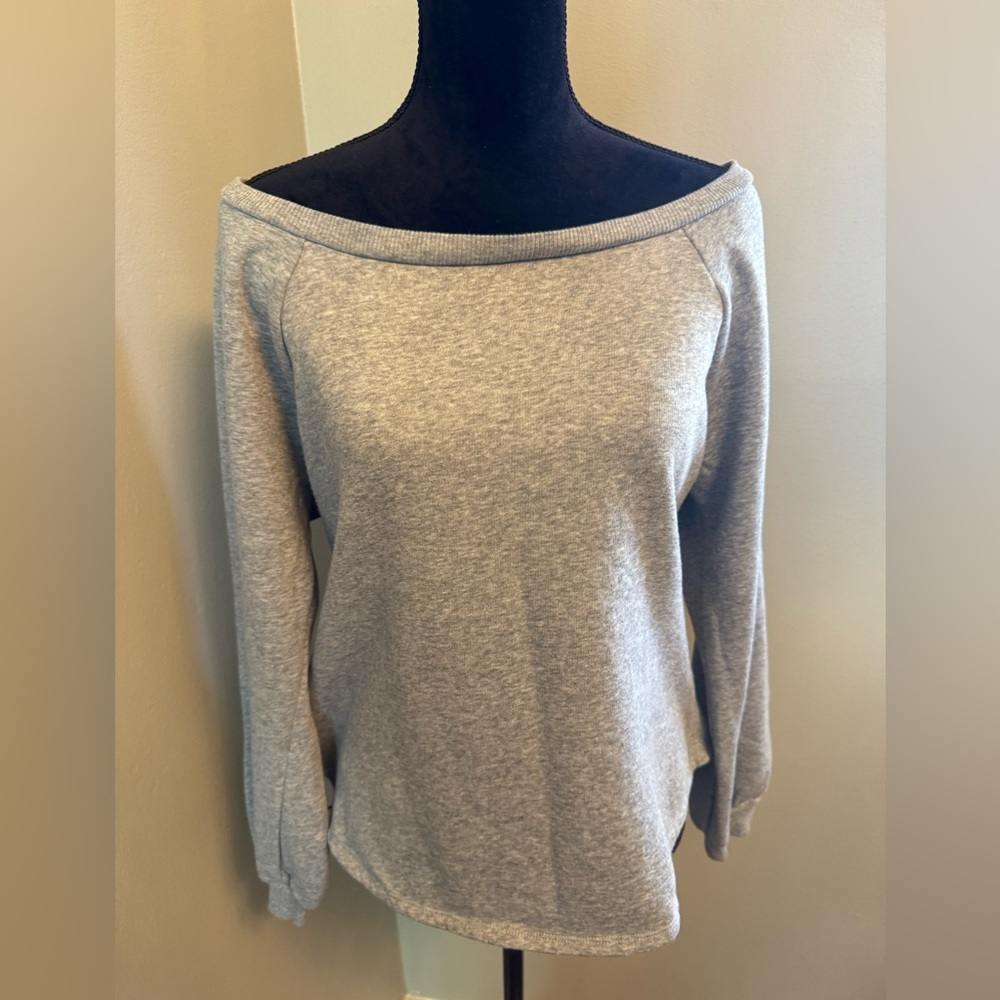 Gray Boat Neck Women's Sweatshirt